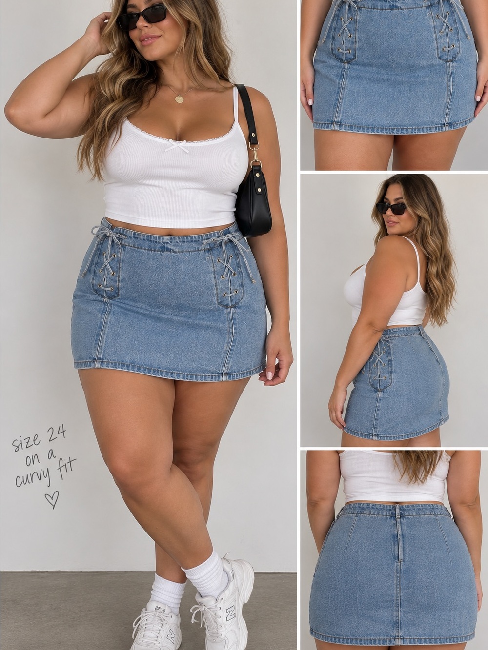 Zana Di Jeans Denim Mini Skirt Size 24 Lace Up Side Y2K Vintage Style